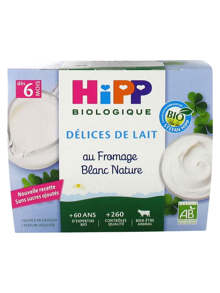Hipp Fromage Blanc Nature Coupelles 4 X 100 g Dès 6 Mois